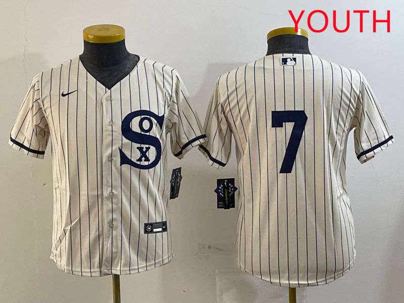 Youth Chicago White Sox 7 No Name Cream Stripe Dream Edition Game 2025 Nike MLB Jersey style 3